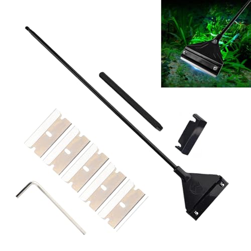 GZTFPQ Algae Scraper for Glass Aquariums, Fish Tank Cleaner, Fish Tank Accessories Aquarium Algae Scrapers with 5 Stainless Steel Blades One hexagonal screwdriver, black点击并应用