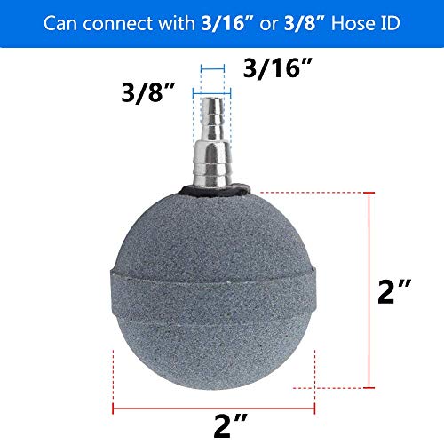 Feelers 2 Inch Crazy Air Stone Bubble Ball Shape Cylinder Fish Tank Oxygen Stone Bubbler Diffuser for Aquarium Hydroponic Growing System (Pack of 5) - size: 2 Inch-Ball