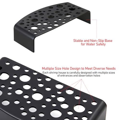 2-Pack Black Shrimp Hides, Aquarium Cave Hides with Multi-Sized Holes, Secure & Stable Breeding & Viewing Caves for Cherry Shrimp, Dwarf Shrimp and Small Fish