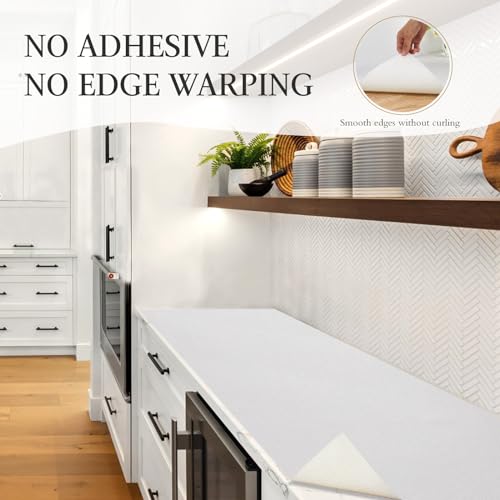 Beautysaid Shelf and Drawer Liner for Kitchen Cabinet, Non Adhesive Non Slip Shelf Paper Waterproof Washable Thickened for Dresser Pantry Shelve Bathroom Protector Liner(White,12 in x 20FT) - color: White, size: 12"W x 236"L