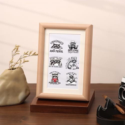 Cute Raccoon UV DTF Stickers - 20 Sheets Unhinged and Feral Funny UV DTF Cup Wraps for 16 20 oz Glass Coffee Mug, Trouble Ain't Raccoon Transfer Sticker Decals DIY Water Bottle Journal Decoration - style: Raccoon