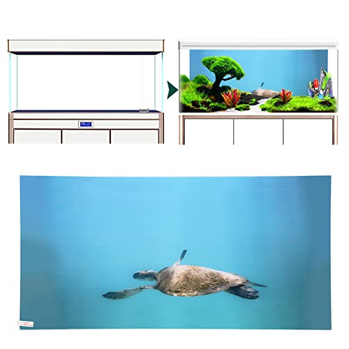Aquarium Background Paper PVC Self Adhesive 3D Effect Fish Tank Decoration Poster, HD Lifelike Deep Sea Animal Design, Non Sticker for Freshwater (91 * 50CM) - size: 91*50CM
