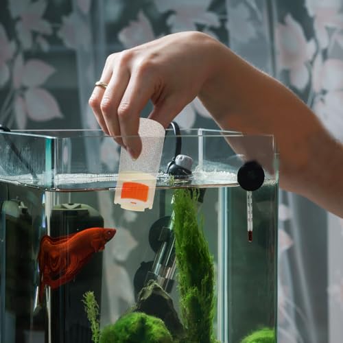 Cabilock Large-Capacity Fish Feeder Bottle for Aquariums Moisture-Proof Fish Food Storage Container Precise Manual Feeding Tool and Turtle Habitats Beige