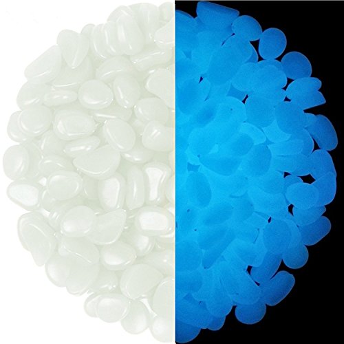 340Pcs Glow in The Dark Stones Garden Pebbles Rocks Indoor Outdoor Decor Luminous Stone for Walkways Driveway Yard Grass Fish Tank - color: White, size: 340
