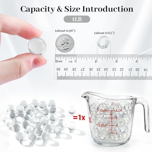 DomeStar 1LB Glass Marbles, Round 0.63 Inch Clear Glass Beads for Vase Fillers, Home Decor - color: Clear