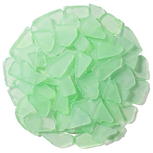 Keedolla Tumbled Sea Glass for Crafts - 10 OZ Flat Frosted Seaglass Pieces for DIY Art Crafts, Vase Filler, Beach Weddings, Aquarium and Home Decor - Fluorescent Green - color: Fluorescent Green, size: 10 OZ / 0.63 LB