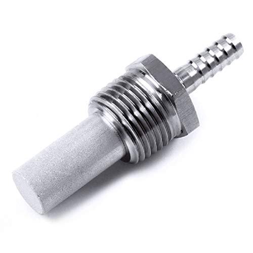 0.5 Micron Inline Oxygenation Diffusion Stone, 1/2" NPT Hose Barb Stainless Steel Aeration Stone Carbonating Stone with 1/4" Barb for Home Brewing Beer - size: Threaded-1pcs