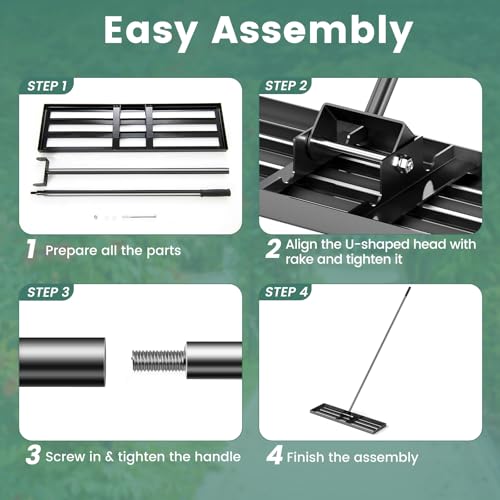Goplus Lawn Leveling Rake, 36" x 10" Heavy Duty Level Lawn Tool w/ Ergonomic Handle for Soil, Effort-Saving Landscape Rake for Garden, Backyard, Golf Course, Farm, Pasture, Black - style: 36" x 10", Black