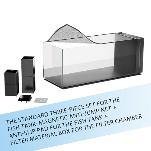 Allcolor Ultra Clear Rimless Aquarium Tank gallons Low Iron Glass Side Filtration + Anti-Jumping net (50Gal) - size: 50Gal 39.4"L×17.7"W×17.7"H