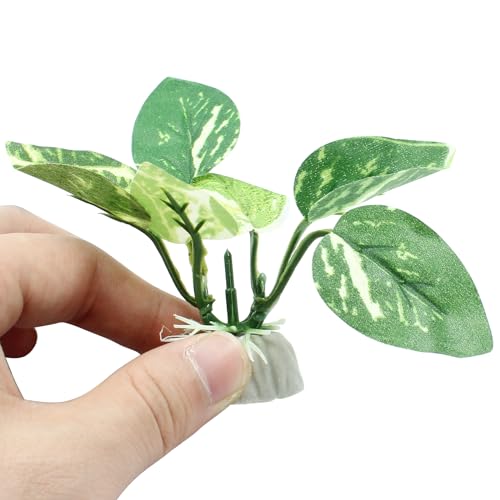 Soft Aquarium Plants Betta Fish Tank Decorations Betta Leaf Pad 2 Inch, Silk Plastic Artificial Plants for Aquarium Reptile Tank Decor (D-4Pcs Set/Green) - color: D-4pcs Set/Green