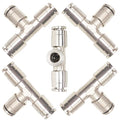 Pneumatic Push To Connect Fittings Heavy Duty Tee Quick Air Fittings 3/8 inch x 3/8 inch Tube OD Nickel Plated Brass Quick Connect Fittings PE-3/8 (5 Pack) - size: 3/8" OD(5Pcs), style: Tee