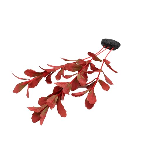 2-Pack 12 Inch Aquarium Silk Aquarium Plants, Artificial Plastic Plant for Small Tank, Goldfish, Fish Hides (Red, 12 Inch) - color: Red