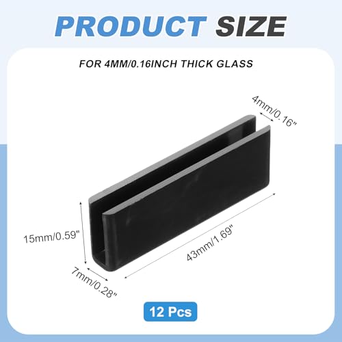 uxcell 12Pcs Plastic Glass Connector, 180 Degree Glass to Glass Clamp for 4mm Thick, Fixing Bracket Rimless Clip Holder for Aquarium Fish Tank Display Shelves, (4mm, Black) - size: 4mm