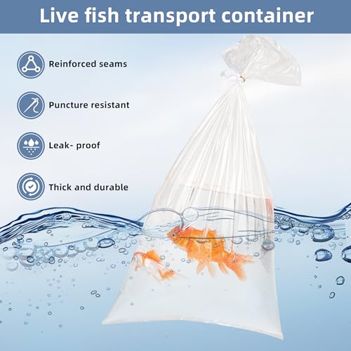 50 Pcs Pet Fish Bags, Aquarium Fish Transporting Containers, Shipping Containers for Live Fishes, 3 Mil Thick (50)