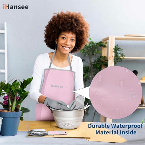 Pink Garden Tool Sets 12 Pieces, iHansee Aluminum Gardening Hand Tools with Non-Slip Handle, Kneeling Pad, Apron, Gloves and Organizer Bag, Landscaping Tools - Gift for Women & Garden Enthusiasts - style: Pink