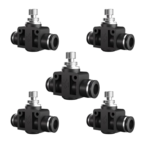 5/32" 4mm Push To Connect Valve Fittings,Pneumatic 5/32 inch 4mm Quick Tube Air Control Valve,Throttle Flow Speed Controller - color: Black SA, size: 5/32"OD(4mm)