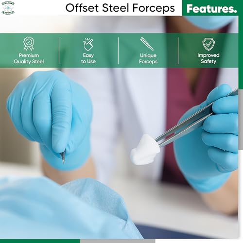 Stainless Steel Forceps with Offset Flat-Tips - Perfect for handling of membranes (4.75 in.) - style: Offset