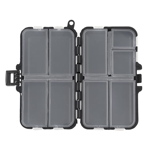 Mini Fishing Tackle Box, Small Box Fishing Accessories Storage Box, Double-Layer 9 Compartments Lure Accessories Box (11cm x 6.5cm)