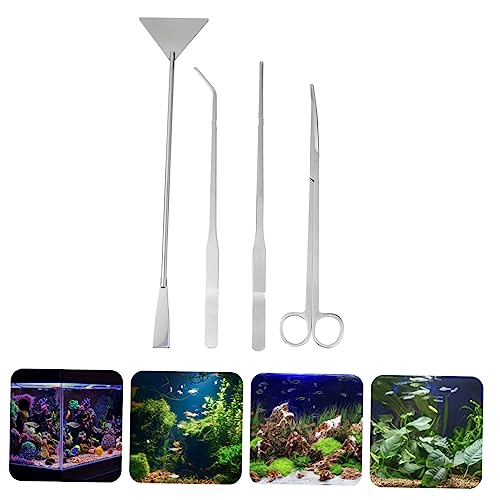 Kisangel 1set Aquascaping Tools for Aquarium Water Plants Scissors Tweezers Spatula Fish Tank Cleaning and Planting and Easy to Use