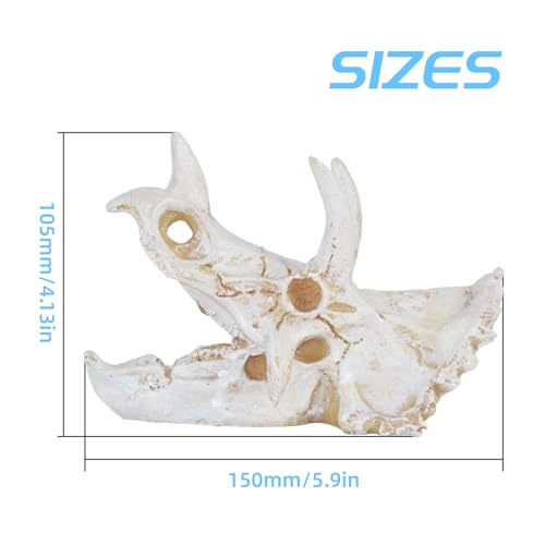 Saim Resin Dinosaur Triceratops Skull Model Aquarium Decoration | Reptiles Hideout, Fish Tank Ornament, Home Office Display