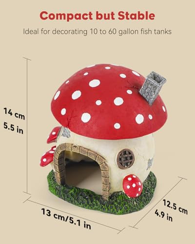 Uniclife Aquarium Mushroom House Fish Tank Decoration Resin Mushroom Cottage Ornament for Fish Tank Landscape Aquarium Hideout Hideaway Spawning Cave Decor for Shrimp Betta Goldfish and Reptiles - color: Resin Large Mushroom