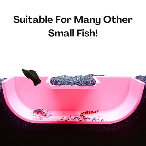 Underground Tunnel Hideout Cave | Aquarium Hide for Small Fish & Shrimp | Viewing Betta Fish Rest Hammock Enrichment Toy | Tank Accessories Decorations Toys Decor (Pink) - color: Pink
