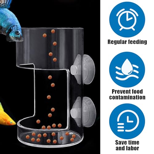 Fish Tank Dish Tray with Suction Cup 3.94x2.36 Inch Feeding Tube Turtle Transparent Fish Food Holder for Turtle Shrimp Betta Feeding (Round) - size: Round