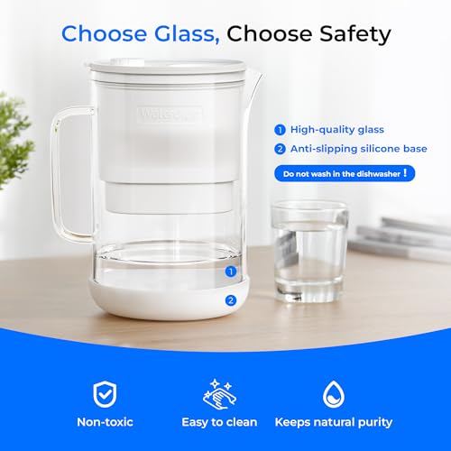 Waterdrop PT-09W 10-Cup Large Glass Water Filter Pitcher, Eco-Friendly, NSF/ANSI 53, 42 & 372 Certified Filter, Reduces PFOA/PFOS, Chlorine, Cadmium, Copper & Mercury, BPA-Free, Easy to Clean, White - color: White, style: Basic