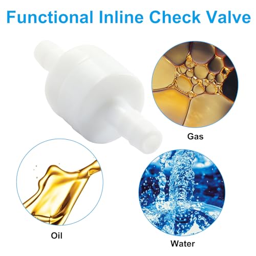 2pcs One Way Check Valve - 1/4" Inline Non-Return with Ozone Resistance PVDF Plastic Check Valve for Air, Water, Gas & Fuel Oil - size: 1/4 Inch