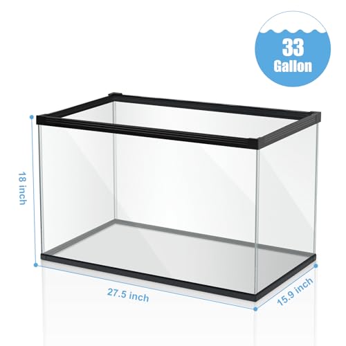 Ultra Clear Glass Aquarium Thickened Large Fish Tank -Suitable for High-end Fish Enthusiasts (33 Gallon, Tank) - size: 33 Gallon