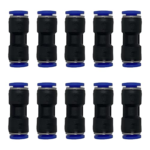 zjxed 3/16" OD x 3/16" OD Pneumatic quick Connector Push to Connect fittings Straight reducer Union/Coupler (Pack of 10) - size: 3/16 inch-3/16 inch