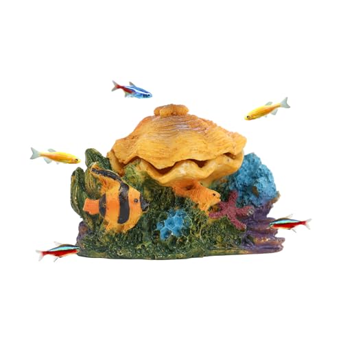 WishLotus Aquarium Bubbler Decorations, Opening and Closing Shells Air Bubbler Decor Ornament for Fish Tank (Yellow, S) - color: Yellow, S