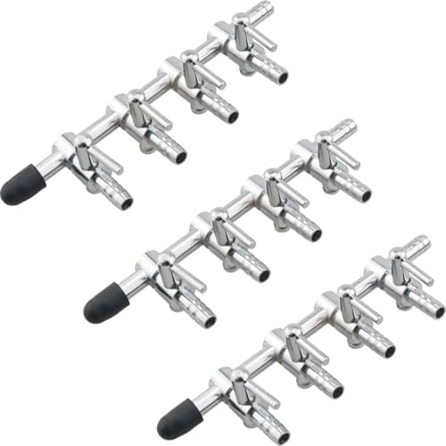 3PCS Aquarium Diverter Stainless Steel T-Shape 4-Way Fish Tank 4-Way Air Flow Control Valve for Fish Tank Aquaculture Oxygen Enhancement Pump Accessories Control Lever Valve