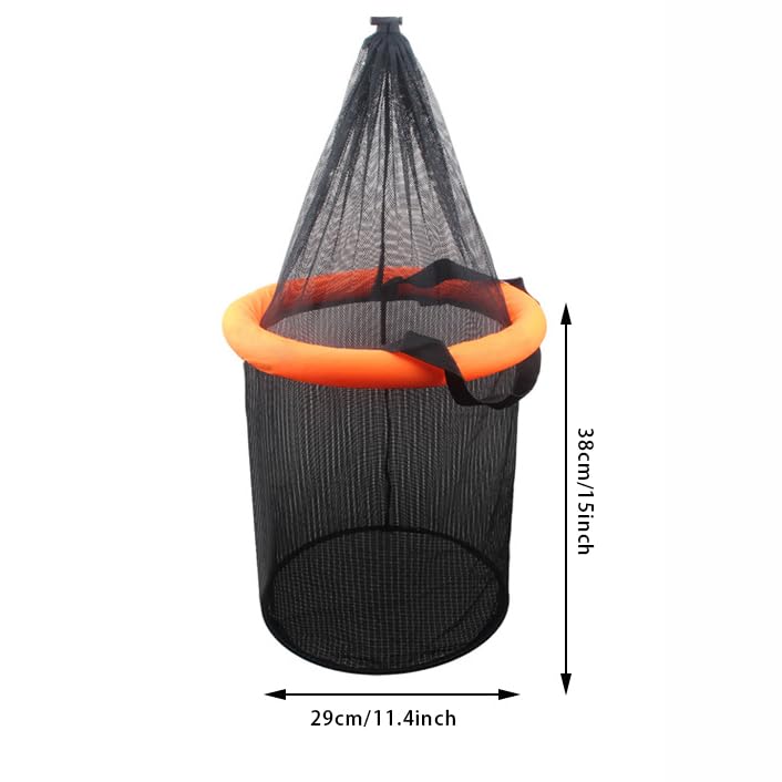 Floating Fish Basket for Live Caught, Foldable Fishing Holder Minnow Bucket Portable Collapsible Fishing Net Storage Cage for Live Fish Bait Live Well