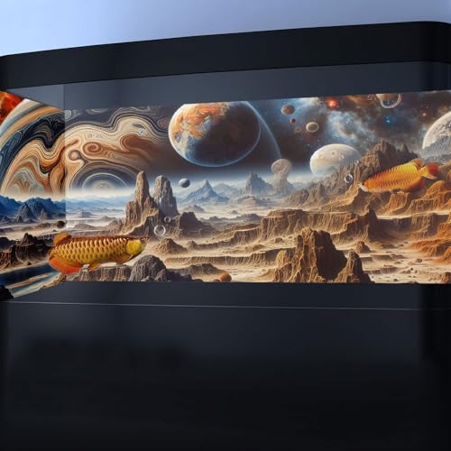 30X12IN Cosmic Spaceterrarium Background, Cool Parallel Space Themed Aquarium Reptile Habitat Background, Aquarium Background with 10EVA Double-Sided Tape - color: space02, size: 30X12in/75X30cm