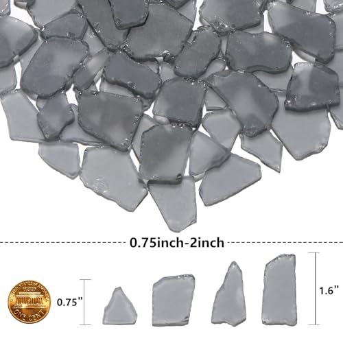 QYGL Sea Glass for Crafts - 14oz Gray Frosted Seaglass Pieces - Vase Filler and Aquarium Ornament, DIY Craft Supplies for Art, Beach Weddings, and Home Decor - color: Black Gray
