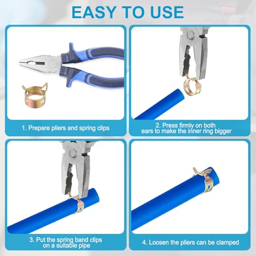 PATIKIL Spring Band Hose Pipe Clamps for 6-6.8 mm OD Hose, 30 Pack Silicone Vacuum Constant Tension Band Clips for Fuel Line Silicone Air Hose Tube Water Pipe, Gold - size: 6-6.8 mm