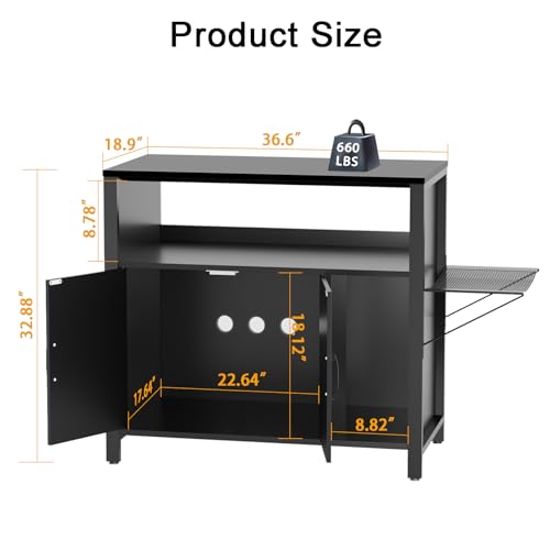 GDLF 40 Gallon Breeder Tank Stand，40–50 Gallon Fish Tank Stand with Hidden Cat Litter Box Cabinet and Cat Perch,36.6"x18.9"Tabletop, 660 LBS Capacity - size: 40-50 gallon