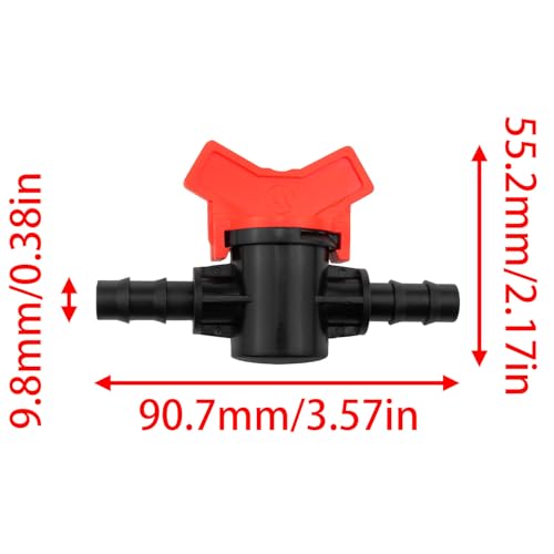 3/8 Inch In-Line Barb Ball Valve Shutoff Switch 3/8" Ball Valve for Drip Irrigation or Aquarium Hose Barb Control Flow 4PCS