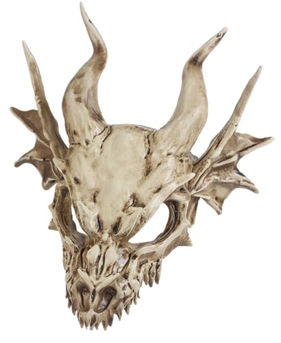 GuoShuang Dragon Skull Decor for Terrarium, Gothic Reptile Hideout Tank Accessories, Realistic Bone Resin Skull Ornament for Lizard Gecko Bearded Dragon Cage Aquarium