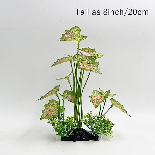 Aquarium Plant Fish Tank Decoration Small Plastic Artificial Plant Goldfish Fish Hide (Rainforest Leafs-Pink-Large-Set) (Rainforest Leafs-Pink-Large-Set) - color: Rainforest Leafs-pink-large-set