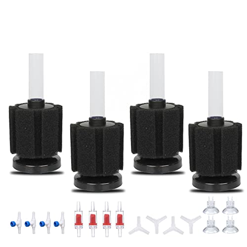 ALEGI 4pcs Large Aquarium Sponge Filter with Suction Cups, Check Valves for Breeding Fry Betta Shrimp Fish Tank (Small up to 10-20Gal 4 Pcs) - size: Small up to 10-20Gal 4 Pcs
