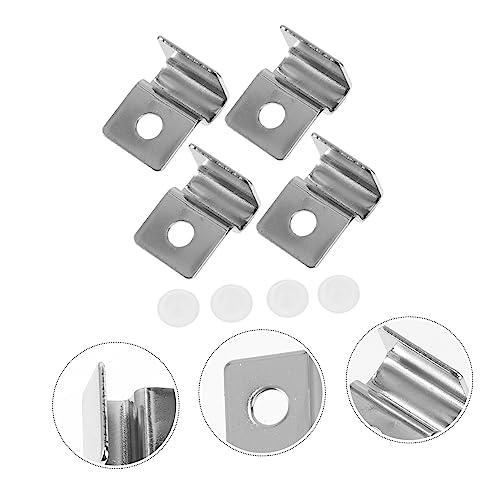 Ipetboom 8pcs Glass Lid Brackets for Fish Tank Aquarium Support Clips Easy Installation for Open Tanks Sturdy Holder for Aquatic Environments - color: Silverx2pcs, size: 2.1x0.6cmx2pcs