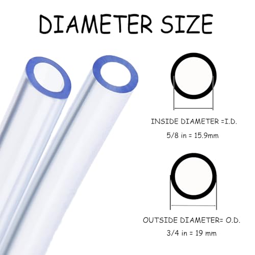 10ft x 5/8" ID Clear Vinyl Tubing, Flexible Hybrid PVC Tubing Hose, Lightweight Plastic Tube UV Chemical Resistant Vinyl Hose, BPA Free and Non Toxic - size: 5/8" ID, style: 10 Feet