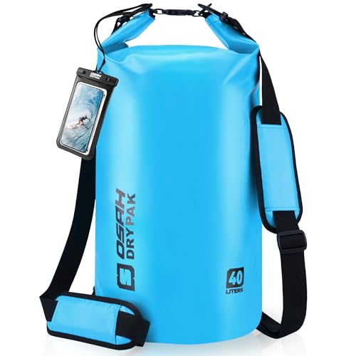 Waterproof Dry Bag, 5L/10L/20L/30L/40L Roll Top Lightweight Storage Backpack with Phone Case for Women & Men, Floating Waterproof Sack for Travel, Swimming, Kayaking, Paddle Board, Camping & Beach - color: BLUE, size: 40L