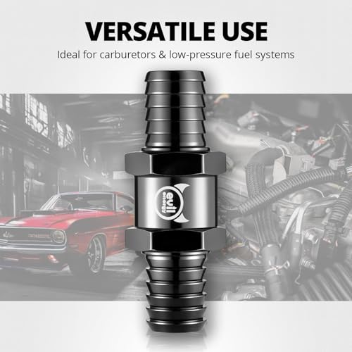 EVIL ENERGY 1/4" 5/16" 3/8" 1/2" Check Valve Set (6mm 8mm 10mm 12mm), 4 Pcs One Way Fuel Check Valve for Fuel, Diesel & Coolant, Black
