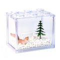 Small Sea Monkey Tank, Stackable Mini Betta Fish Tank Tinny Aquarium Kit with Aquarium Gravel, Moss Ball Tank Shrimp Tank 0.27 Gallon Acrylic Cube Fish Bowl for Shrimp Snails - color: Clear