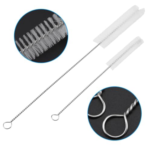 2Pcs Stainless Steel Aquarium Cleaning Brushes Wall Hook Design Flexible Tube Scrubber for Filter Pump Fish Tank