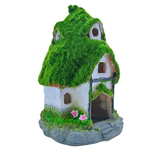 M2cbridge Aquarium Decorations Fish Hideout House Betta Cave Landscape Garden Decoration with Green Lifelike Moss (Garden Shed) - style: Garden Shed