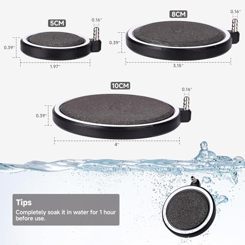 hygger Air Stone for Aquarium: Quiet High Dissolved Oxygen Diffuser Kit for Freshwater or Saltwater Fish Tank and Hydroponic Air Pump-Disc 2 x 2 Inch Air Bubble Stone Without air Pump - size: 5CM